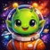 A vibrant cartoon-style animal avatar with colorful, abstract features and a friendly expression.