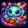 Vibrant and colorful fantasy creature avatar with abstract shapes and playful expression.
